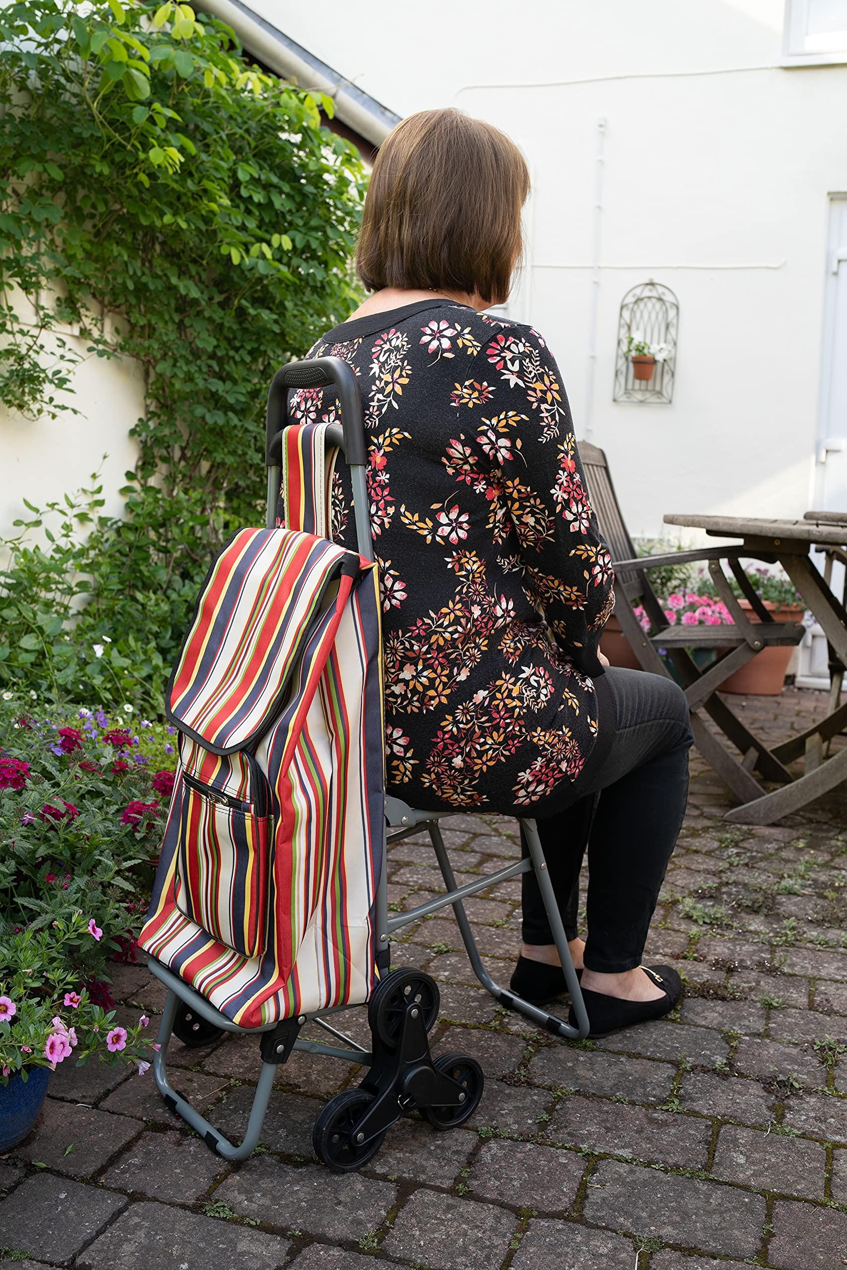 Lifemax Lifemax Leisure Shopping Trolley with Seat Lightweight, Foldable, Large Capacity with Easy-Roll Wheels, Perfect for Groceries, Travel, & Outdoor Use and Great for Senior Mobility