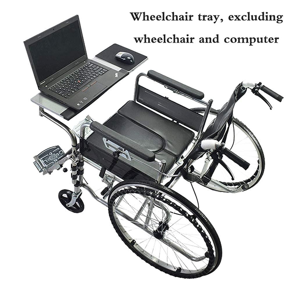 NCLCPVO NCLCPVO Wheelchair Tray Ergonomic Wheelchair Computer Desk, Adjustable Distance and Height, Universal Trays Removable Wheelchair Lap Tray Table for Eating Reading & Resting