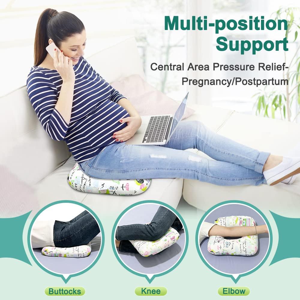 Mybow Mybow Donut Pillow for Bed Sores Postpartum Pregnancy Doughnut Pillow Sitting Donut Hemorrhoid Tailbone Back Pain Butt Ear Head Fistula Orthopedic Surgical Medical Seat Cushion for Women Men (White)
