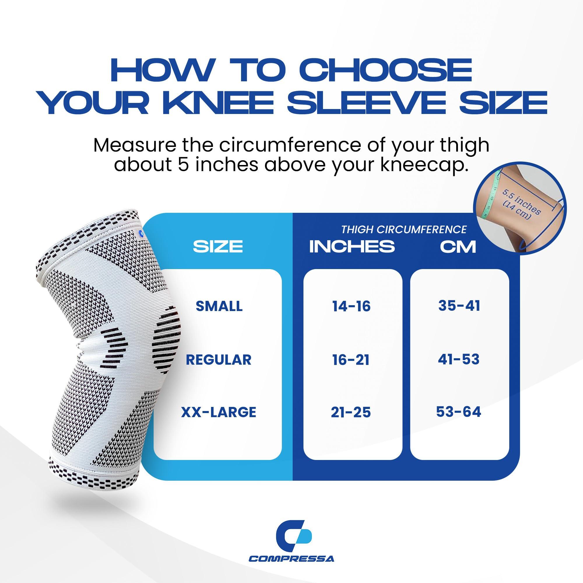C Compressa Compressa Knee Sleeve for Women & Men (Regular) - Non-Slip Compression Support for Joint Pain, Muscle Recovery, Arthritis, and Injury Relief