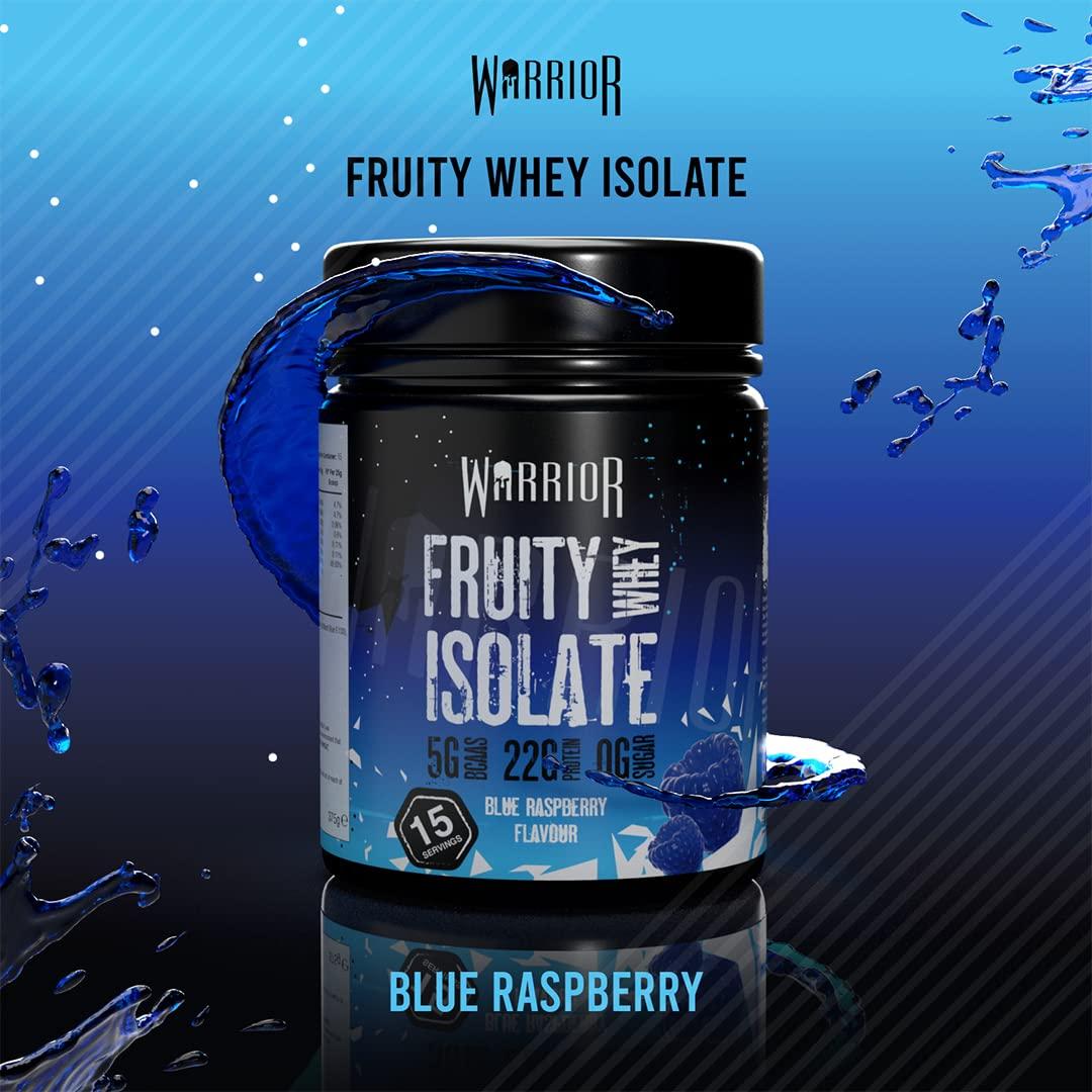 Warrior Warrior Fruity Clear Whey Isolate Rapid Digesting Protein Powder Refreshingly Fruit Flavoured Shakes Easy to Drink & Consume Post Workout, Low Sugar, 15 Servings (Blue Raspberry, 375g)