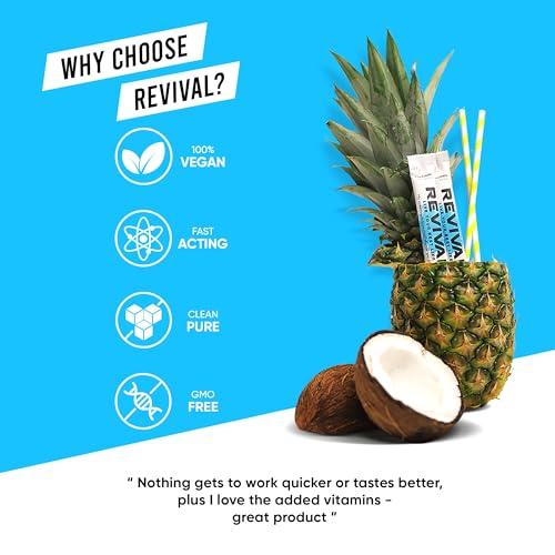 Revival Shots Revival Rapid Rehydration Electrolytes Powder - High Strength Vitamin C, B1, B3, B5, B12 Supplement Sachet Drink, Effervescent Electrolyte Hydration Tablets - 12 Pack Assorted Flavours
