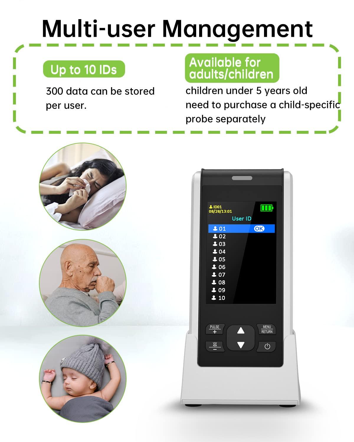 HOLFENRY Oxygen Monitor Finger Adults, HOLFENRY Handheld Pulse Oximeter Oxygen Machine with Alarm/Oxygen Saturation Monitor CE Approved UK, Free APP Tracking SpO2, Heart Rate and PI