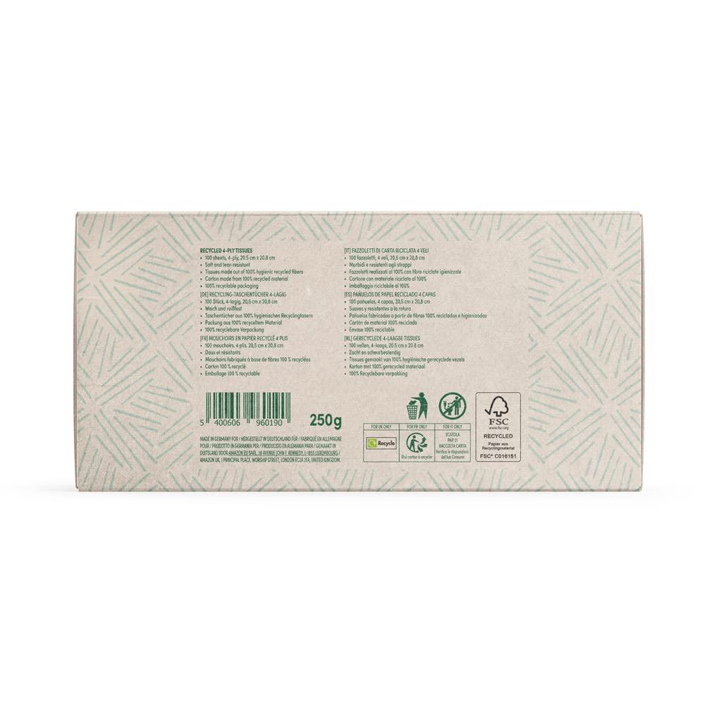 Amazon Aware Amazon Aware 4-Ply Facial Tissues Produced from 100% Recycled Paper, 1500 count (15 packs of 100 sheets)