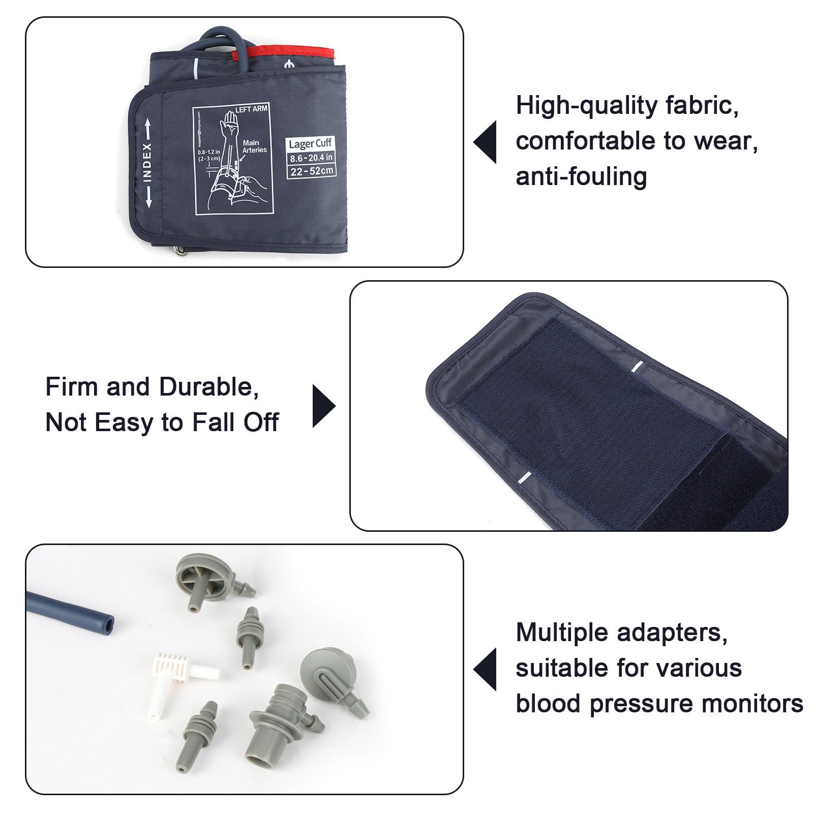 Dewfigs Extra Large Blood Pressure Cuff, 22-52CM Arm Circumference Blood Pressure Cuff with 6 Connectors, Universal Fit Replacement Cuff, Compatible with Omron BP Monitors and Other Brands