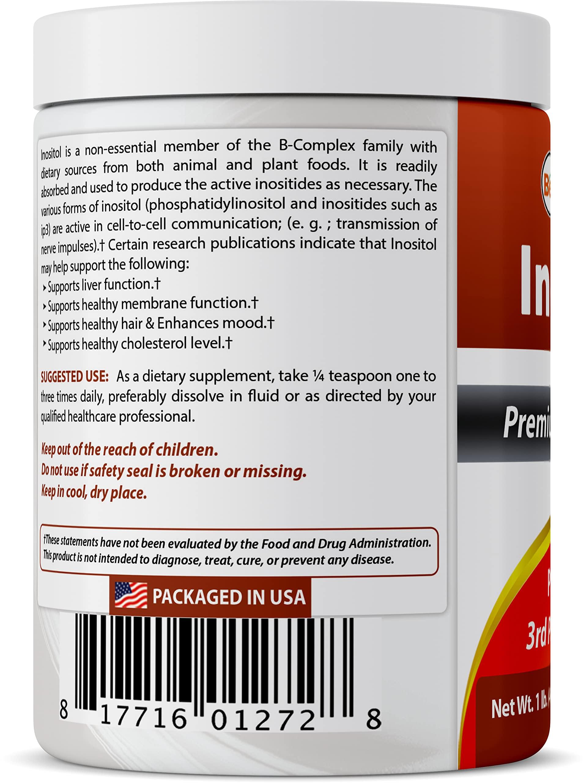 Best Naturals Best Naturals Inositol Pure Powder, 1 Pound (1 LB (Pack of 3))
