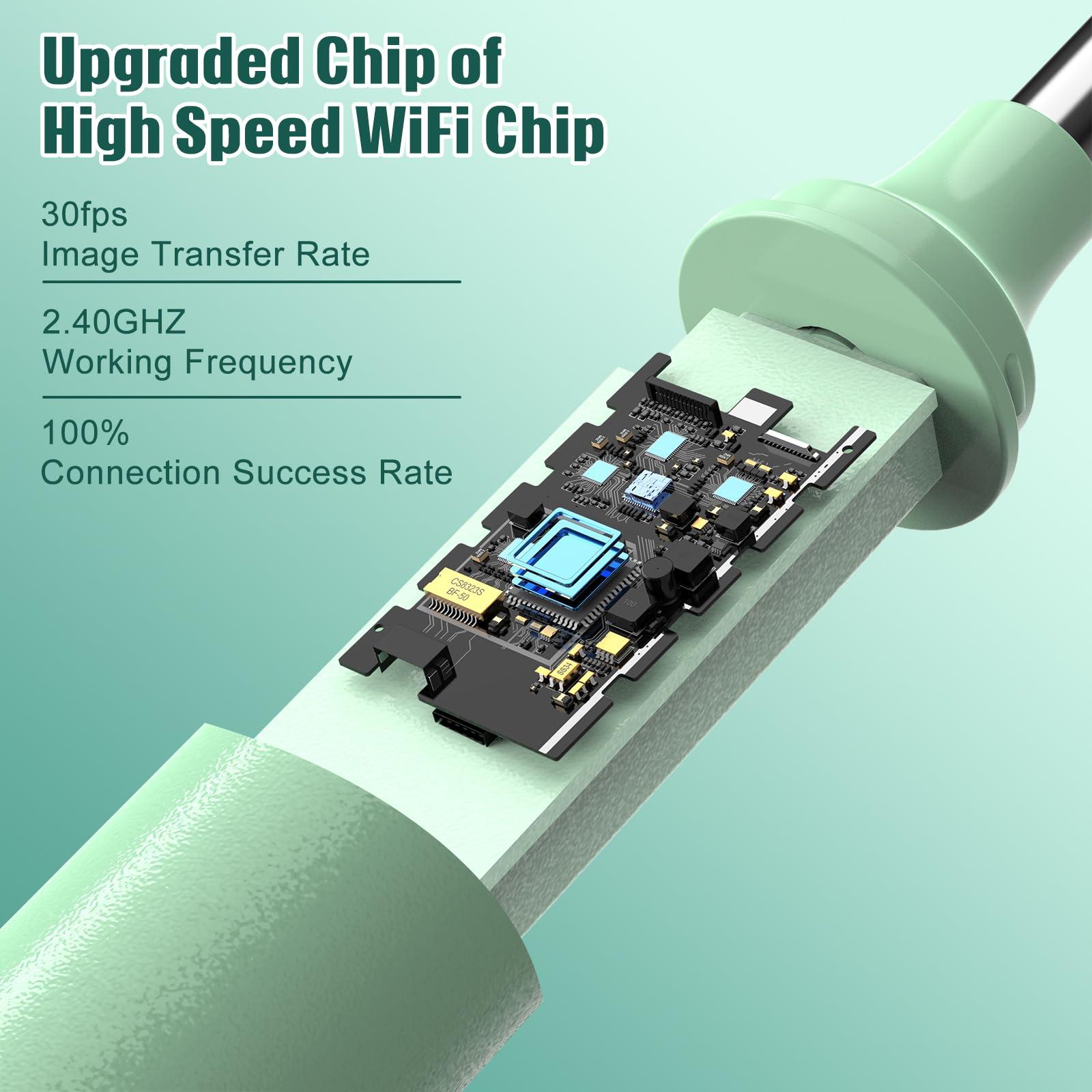 LMECHN LMECHN Ear Wax Removal, Ear Camera Otoscope with LED Light, Ear Wax Removal Kit with 1080P, 3.5 mm Waterproof Ear Endoscope, Ear Cleaning Kit for iPhone, iPad, Android Phones-Green