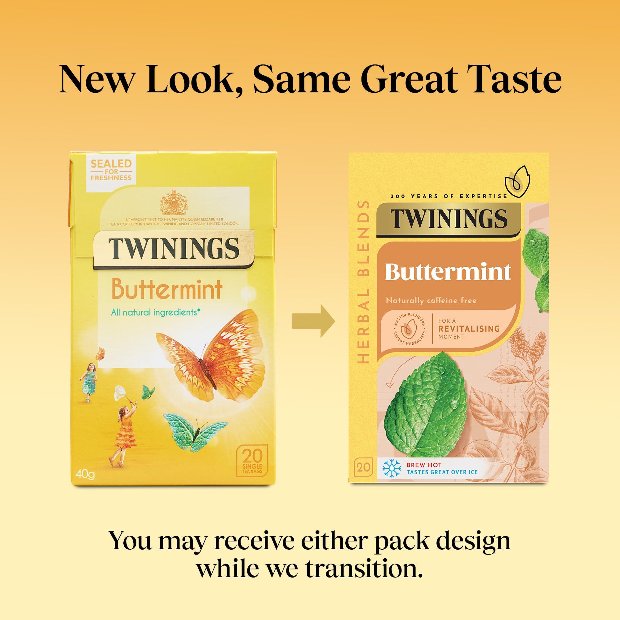Twinings Twinings Buttermint Flavoured Tea Bags - 80 Biodegradable Tea Bags (Multipack of 4 x 20) , Smooth & Creamy Herbal Infusion, Perfect for Relaxation, Caffeine-Free