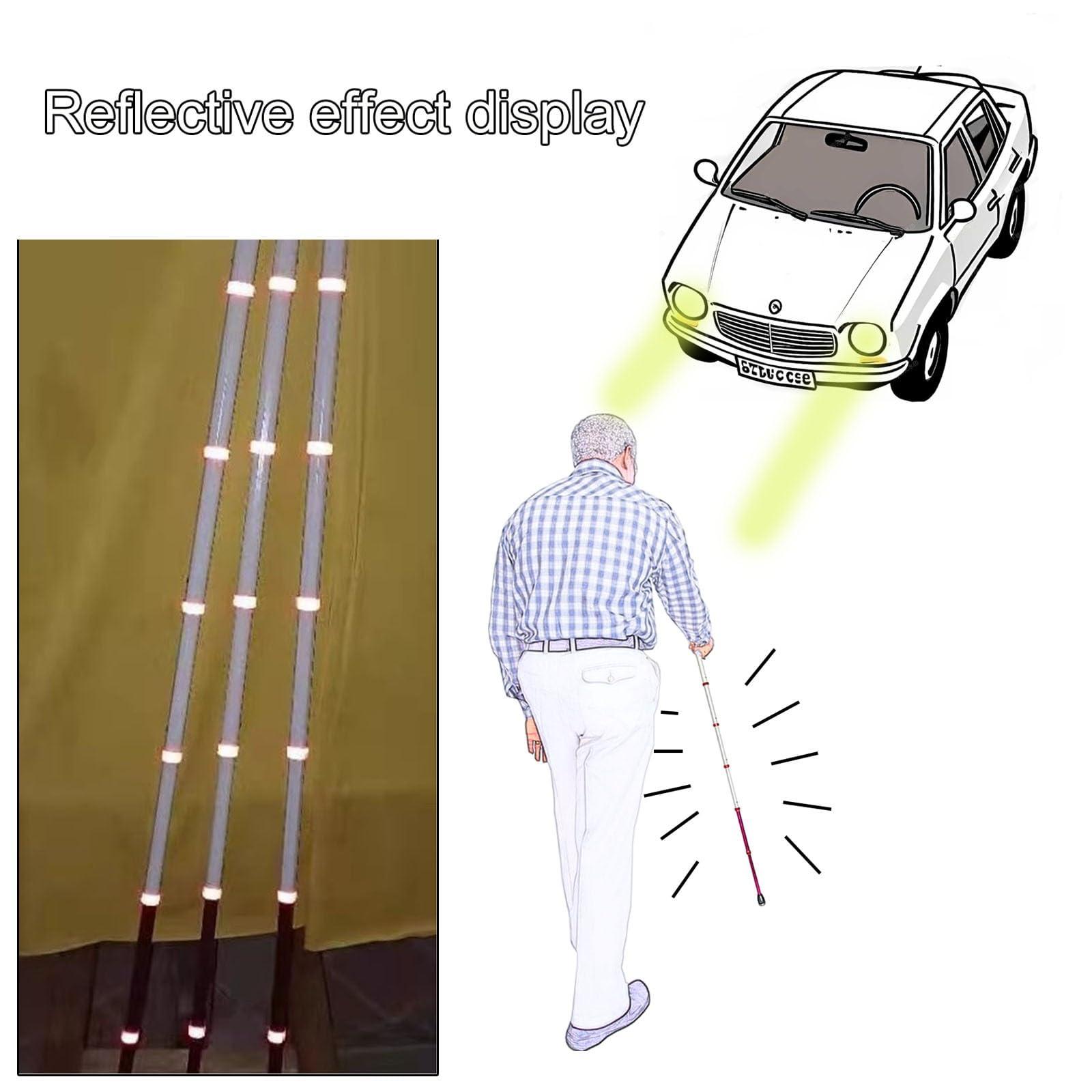 Fenghai Fenghai Reflective Folding Cane - Titanium Alloy Can Be Telescopically Folded with Blind Cane and Visually Impaired Products - with Roller head(A,118cm(46in))