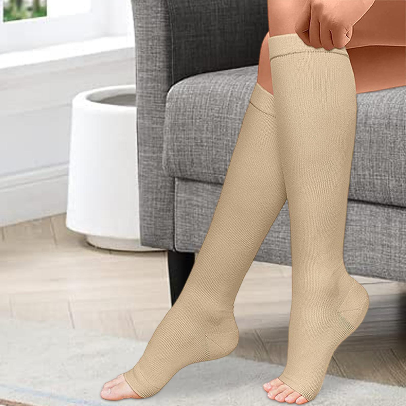 Generic Open Toe Compression Socks - Compression Socks Women With Open Toe - Knee High Support Stockings Compression Socks Knee High Anti Fatigue Socks