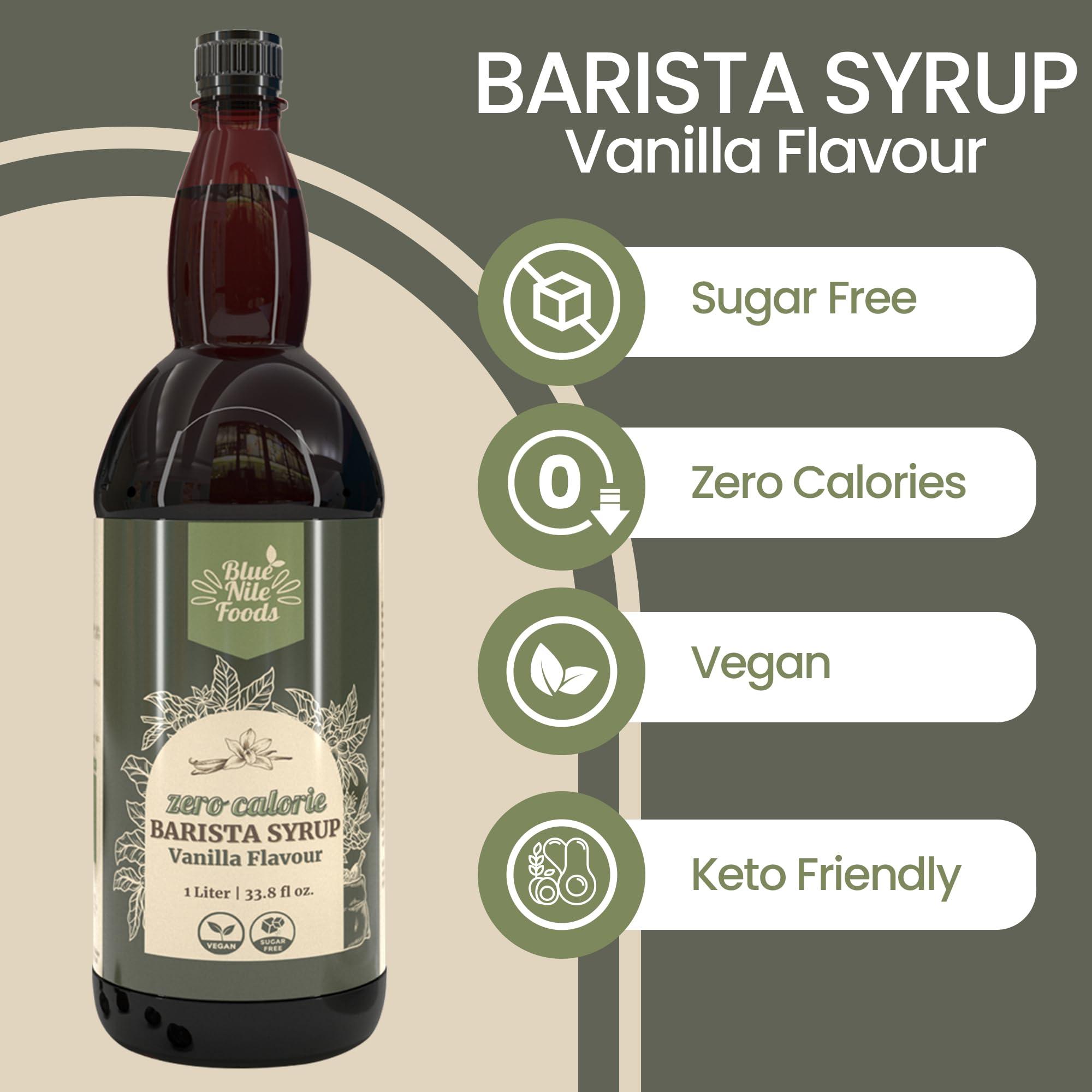 Blue Nile Foods Blue Nile Foods Barista Vanilla Coffee Syrup, Calorie/Sugar Free Syrup, Keto Friendly Vanilla Syrup, Sugar Free Coffee Syrups for Coffee Drinks - Hot/Iced, 1L