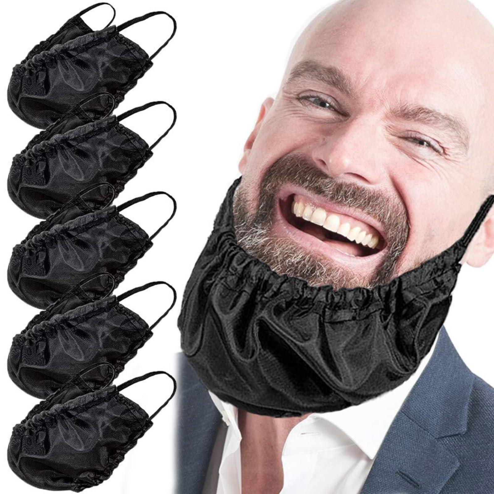 SkyFace Black Beard Bandana, 20 Pcs Beard Bonnet Beard Night Cap, Silk Reusable Beard Bib for Men Eating Sleeping Essential Oil and Moisture Retention and Healthy Hair Growth, Helps to Prevent Itching