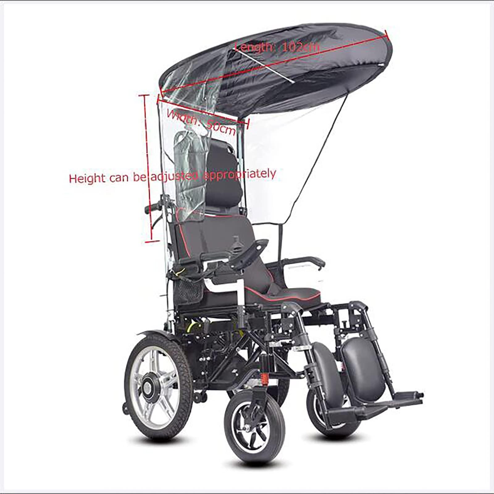 HFGN HFGN Universal Electric Wheelchair Umbrella Canopy Awning, Adjustable Outdoor Umbrella Holder Sun Shade Rain Cover, Black, Polyester, Nylon, Water-Resistant, For Most Wheelchairs