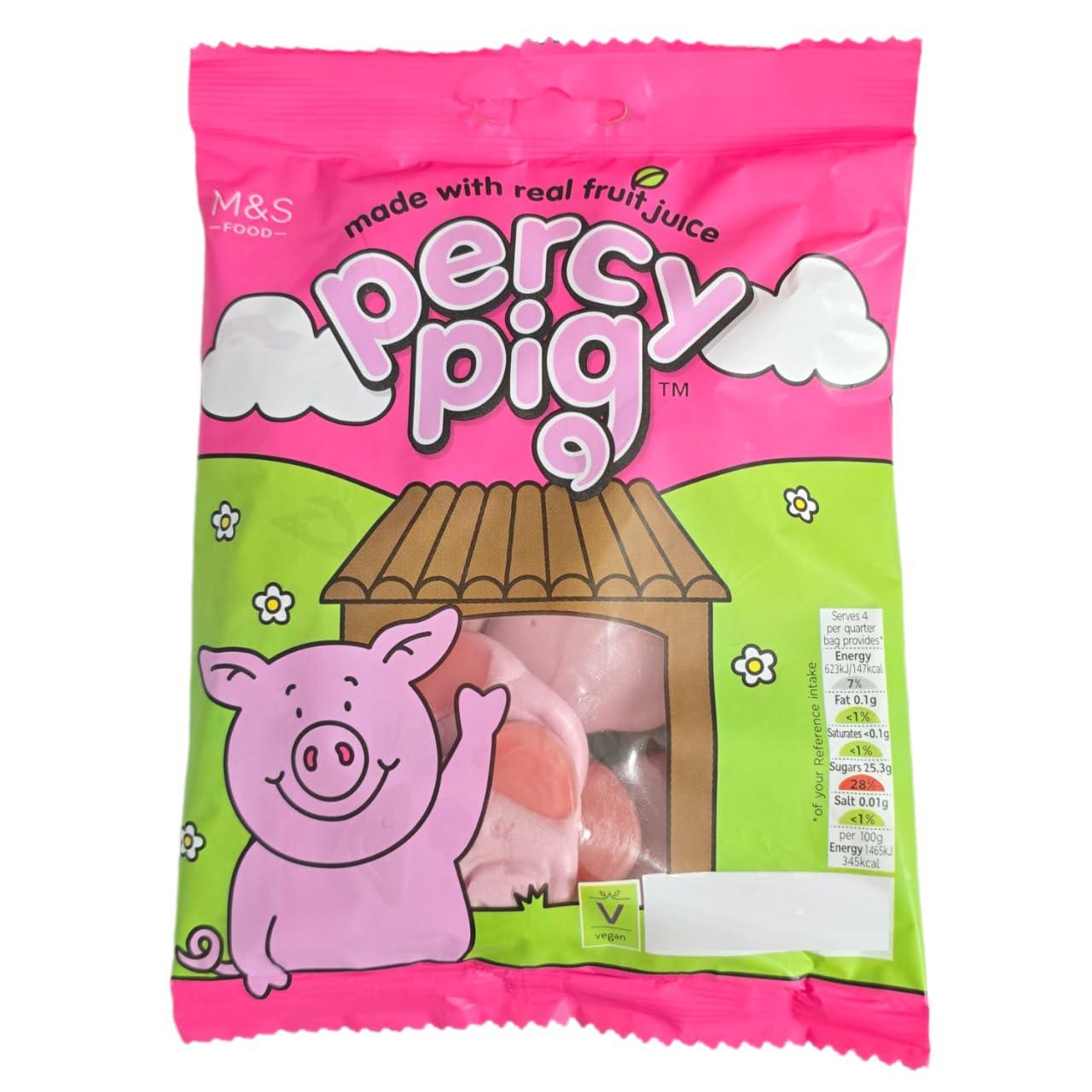 FreshCart Basics M&S Percy Pig Fruit Gums, 170g, Made with Real Fruit Juice, Vegan (6 Pack)