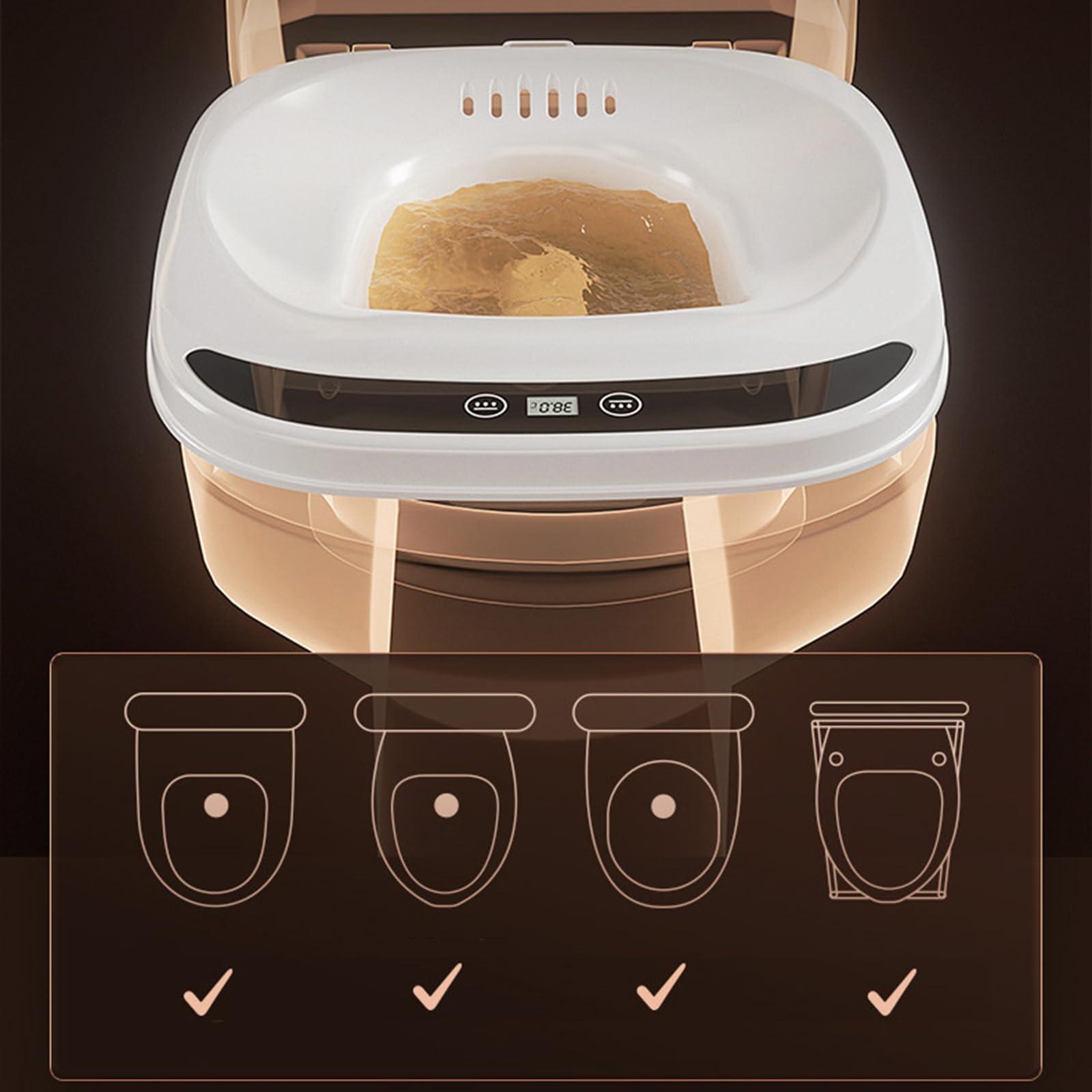 Eljeczt Eljeczt Sitz Bath Tub for Hemorrhoids Female Postpartum Sits Bath for Toilet Seat Dual Spouts Butt Bath Basin Portable Water Spray Style Real-time Water Temperature Measurement