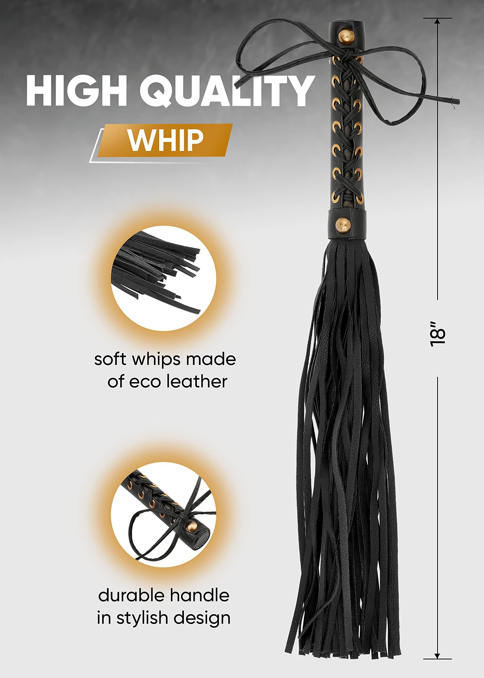FreshCart Basics SM Whip Set Flogger Crop 18'' Adult Whip BSDM Paddles floggers and Paddles and Whips Sex BDSM Starter kit