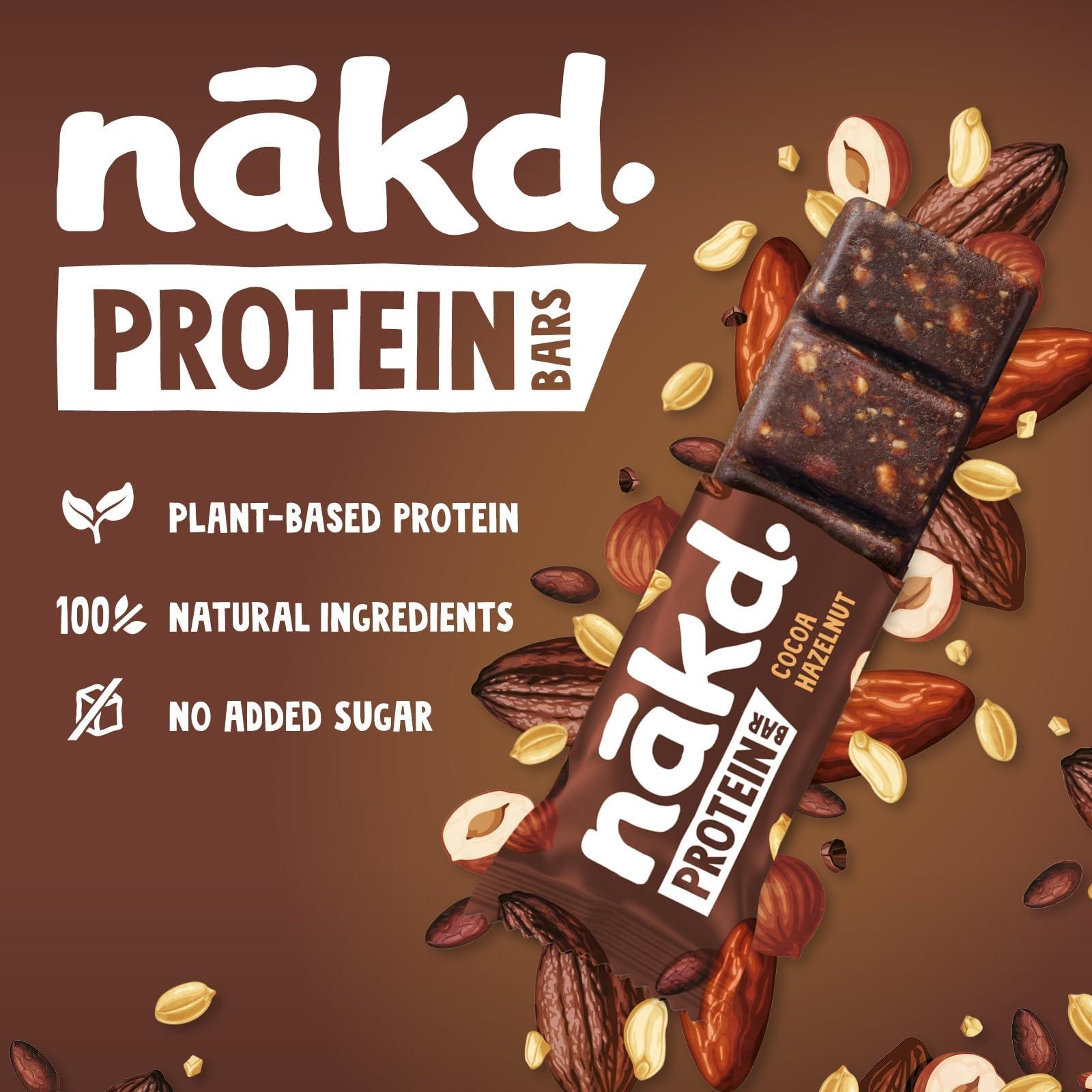 Nakd Nakd Cocoa Hazelnut Protein Bar - Vegan - Gluten Free - Healthy Snack, 45g (Pack of 36 bars)