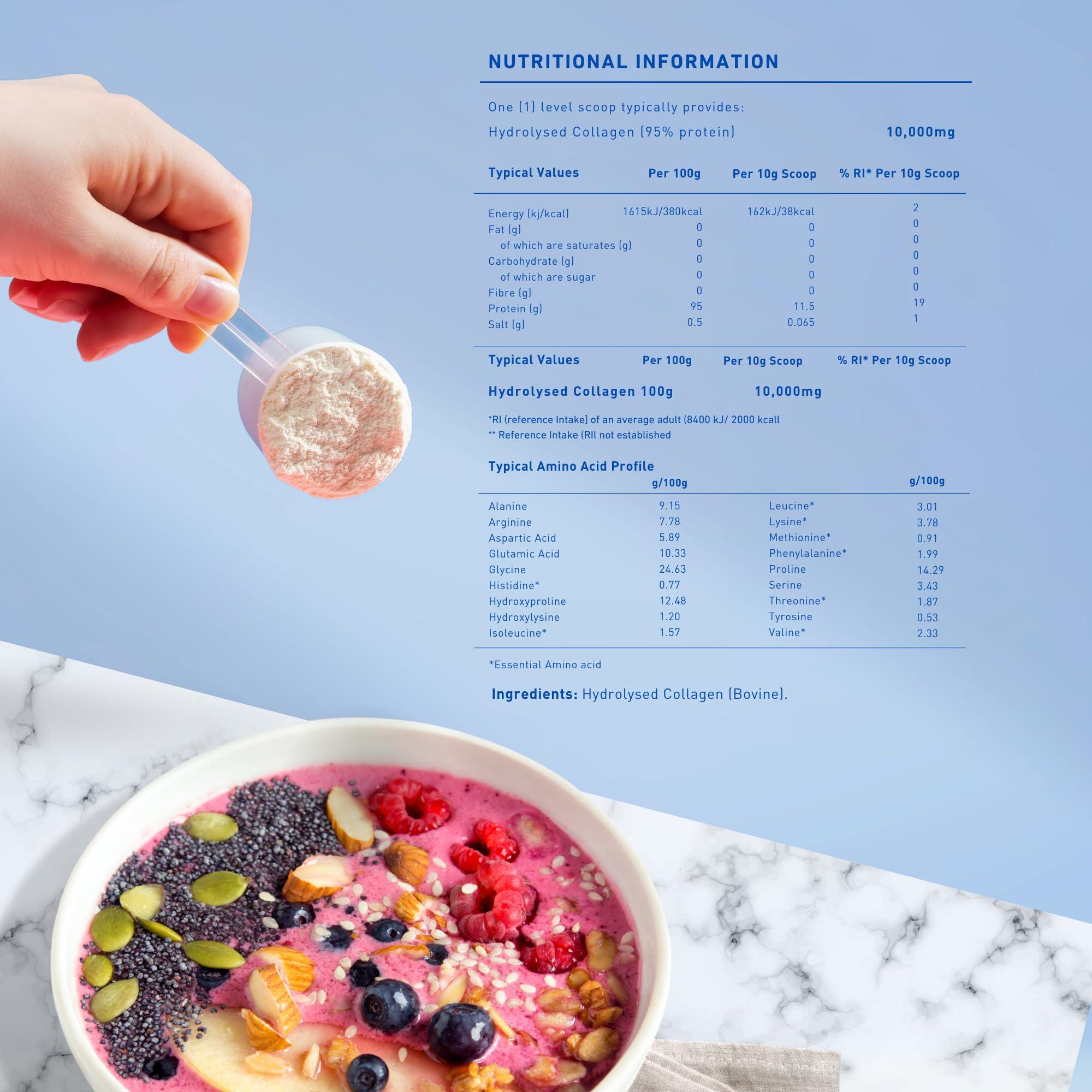 The Intelligent Health Hydrolysed Collagen Powder (Bovine) - High Protein Grass Fed Unflavoured Peptides- Collagen Supplements for Women | Gluten Free, Paleo & Keto Friendly (1KG)