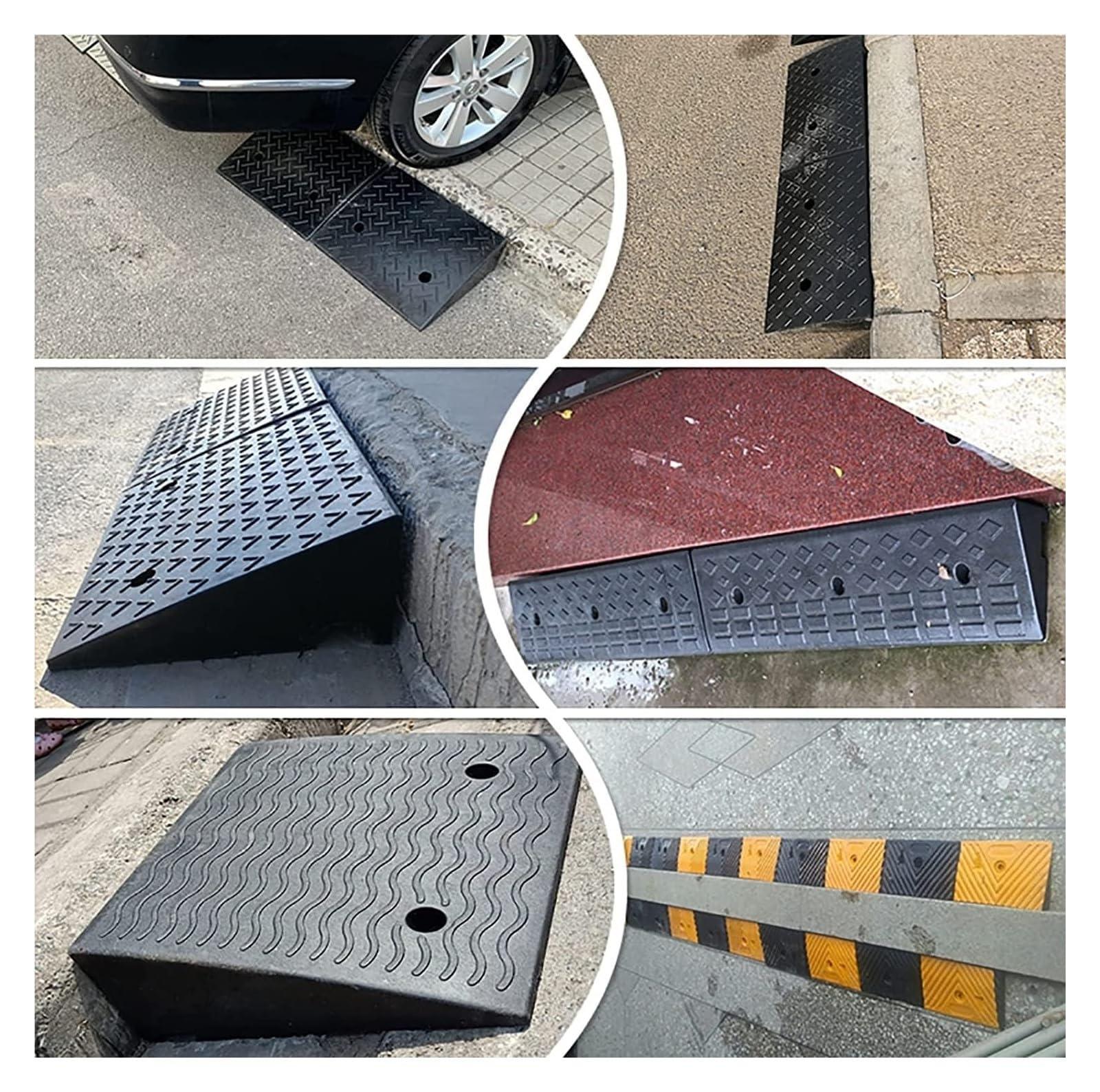 ASumPio Threshold Ramp Wheelchair Ramp Solid Rubber Threshold Ramp Non-Slip Scooter Ramp for Room Door Handicap Ramps Wear-Resistant Kerb Ramps Anti-Slip (Black 9cm/3.5in rise)