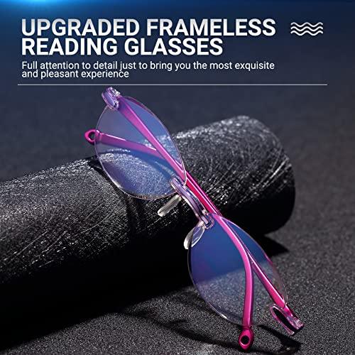 TERAISE TERAISE 4pcs Reading Glasses Fashion Anti-Blue Light Quality Readers Diamond Cutting Design Anti-Fatigue For Women Computer/Cell Phone Reader Glasses(2.5X)