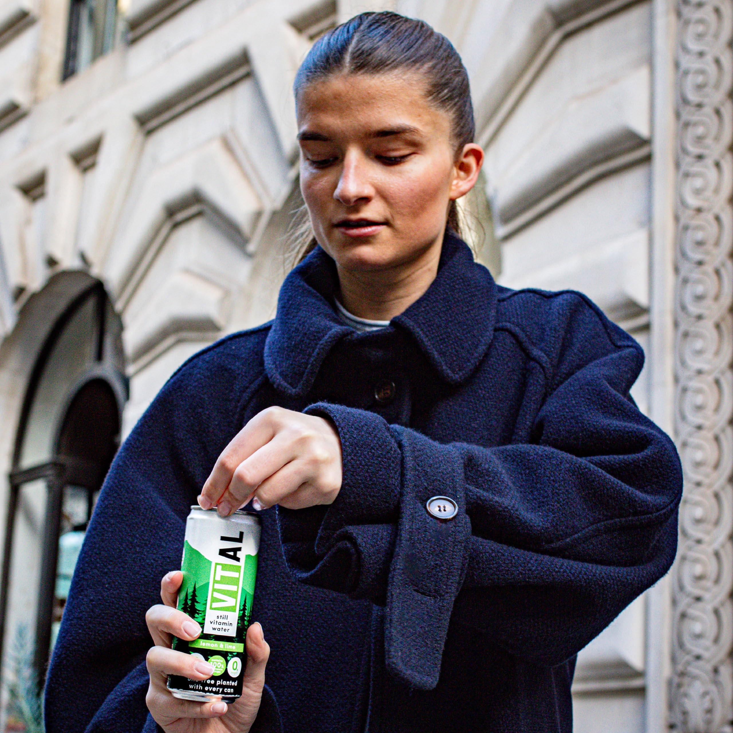 VITAL VITAL Gut Health Drink, Contains Billions of Live Cultures, Contains 100% of Vitamins C and D, Sugar Free, Zero Calories, Orange Flavoured Sparkling Water, Contains 12 x 330ml cans