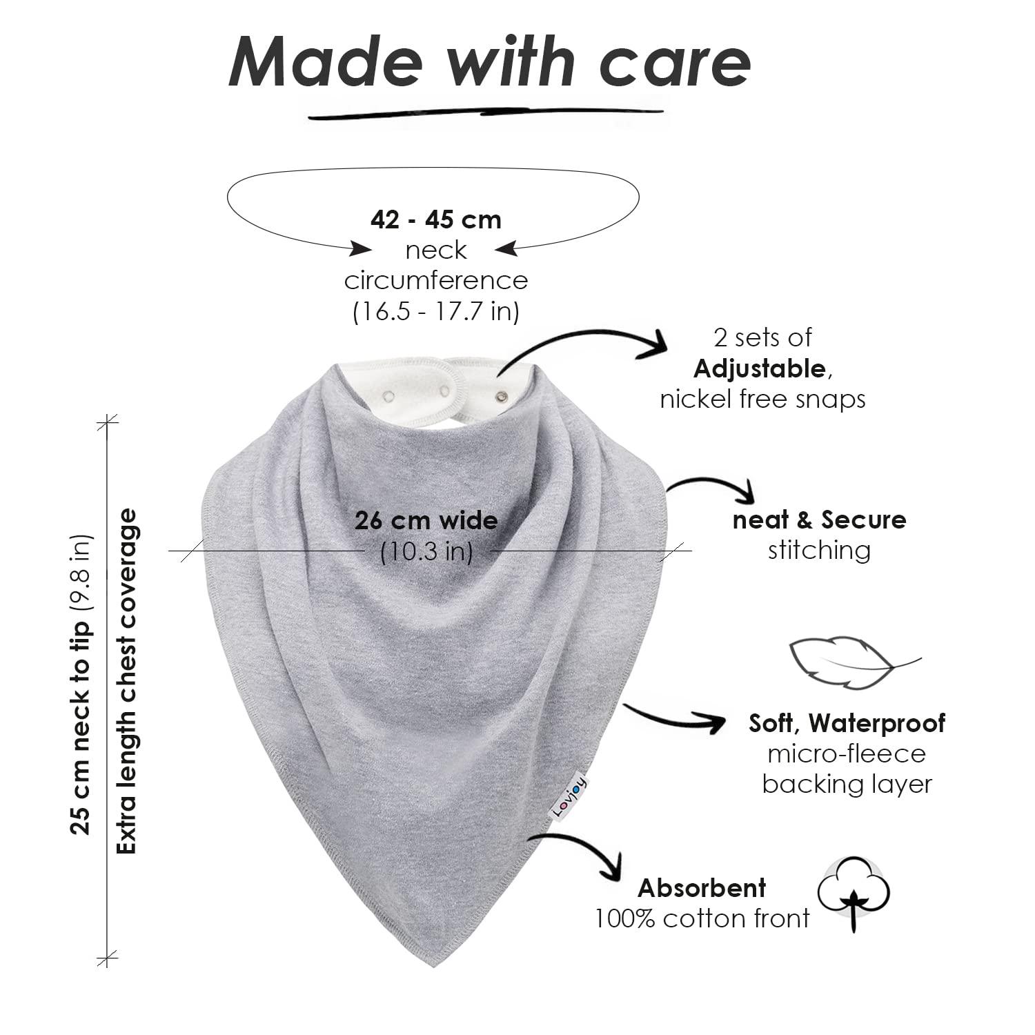 Lovjoy Lovjoy Extra Large Bandana Bibs for Children 4+ Years/Special Needs Bibs/Suitable for Children, Teens and Adults/Adjustable Neck Size (Set 02)