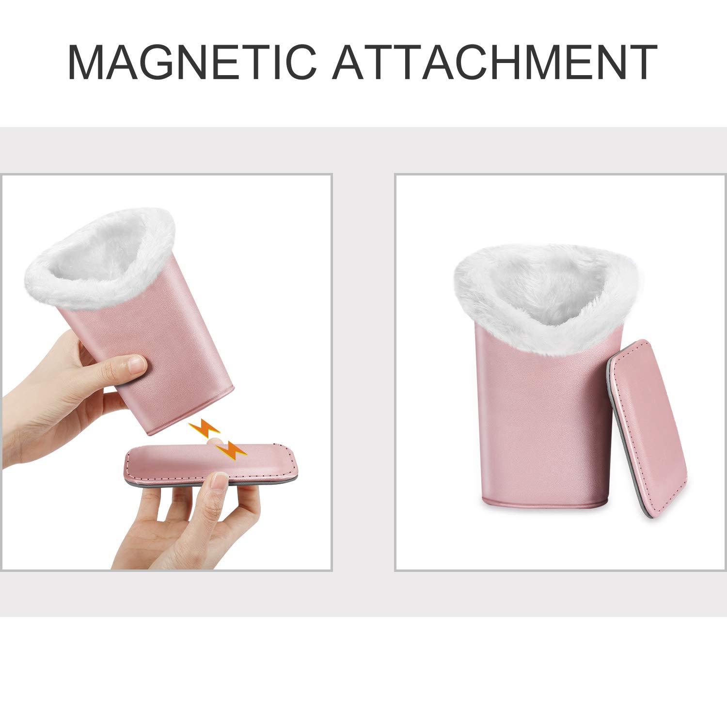 FINTIE Fintie Plush Lined Eyeglasses Holder with Magnetic Base- Premium Vegan Leather Glasses Stand Case, Rose Gold, 5.51*3.94*3.54