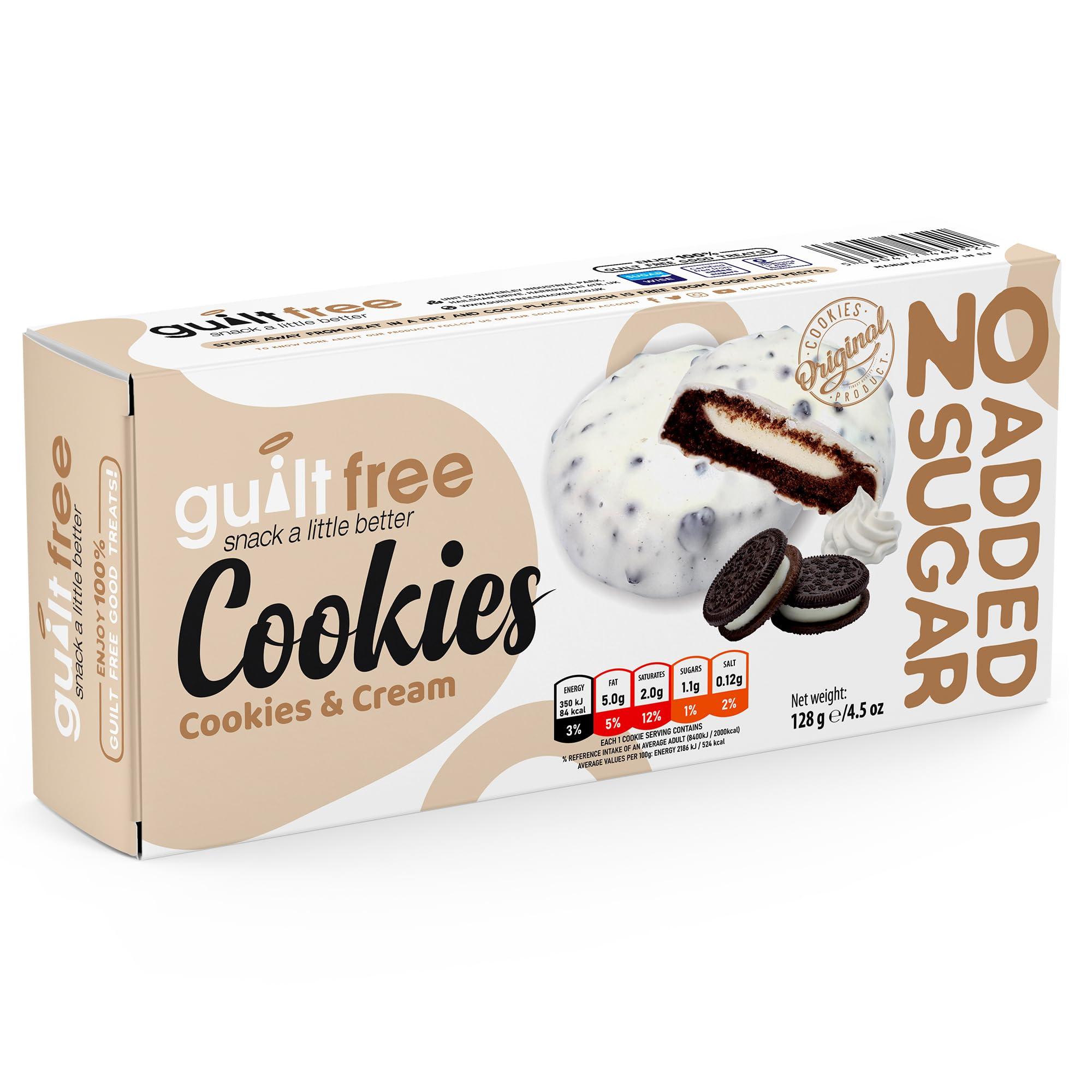 guilt free GuiltFree Sugar Free Cookies 128g No Added Sugar Biscuits Sugar Free Cookie Biscuit Keto for Diabetic Friendly Gift Hamper Basket Box Collection (Cookies & Cream)