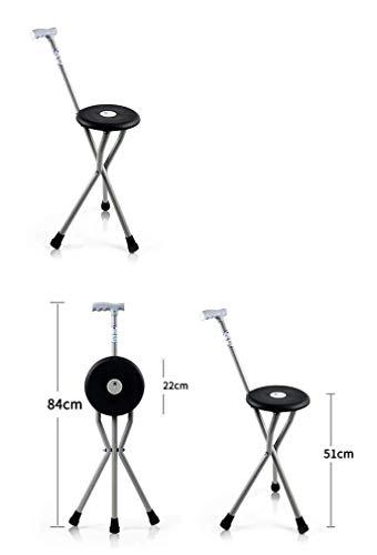 HWSY Cane Stool,Foldable Walking Sticks Stool,Walking Stick With Seat Aluminum Alloy Crutch Chair Tripod Walking Stick Stool Walker Old Man Lightweight Folding Non-slip Walking Stick,Grey Interesting