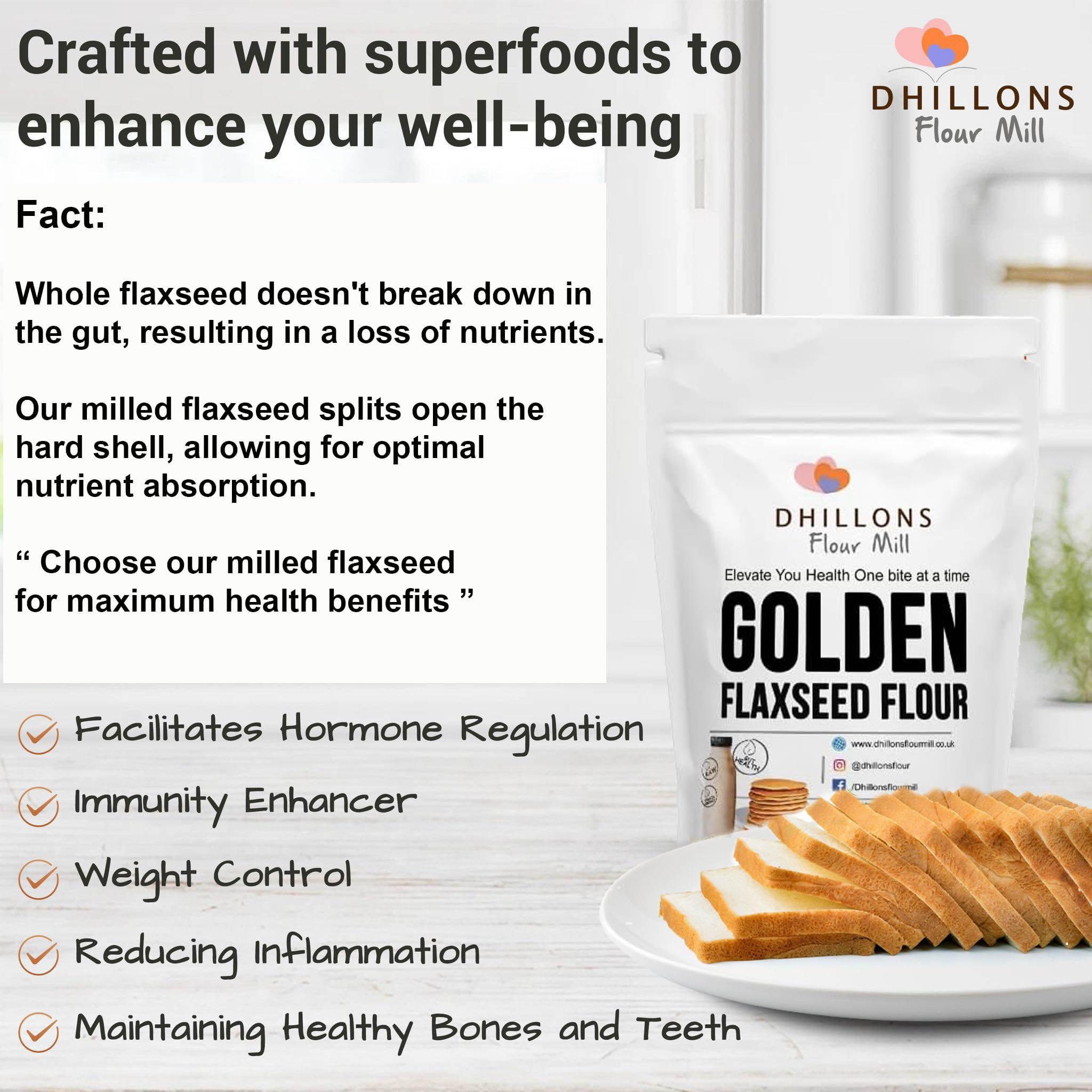 Dhillons Flour Mill Flaxseed milled | Milled Flaxseed increases absorption of nutrients by the body | Great in shakes and for baking | UK Milled | GMO Free | Clean ingredients