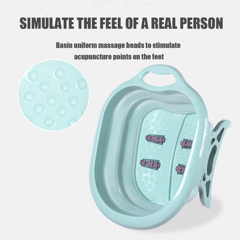 Lnobern ZhiLianZhao Portable Folding Foot Spa Foot Bath Massage Bucket Collapsible with Massage Wheel for Home Foot Spa Soak Travel,Green