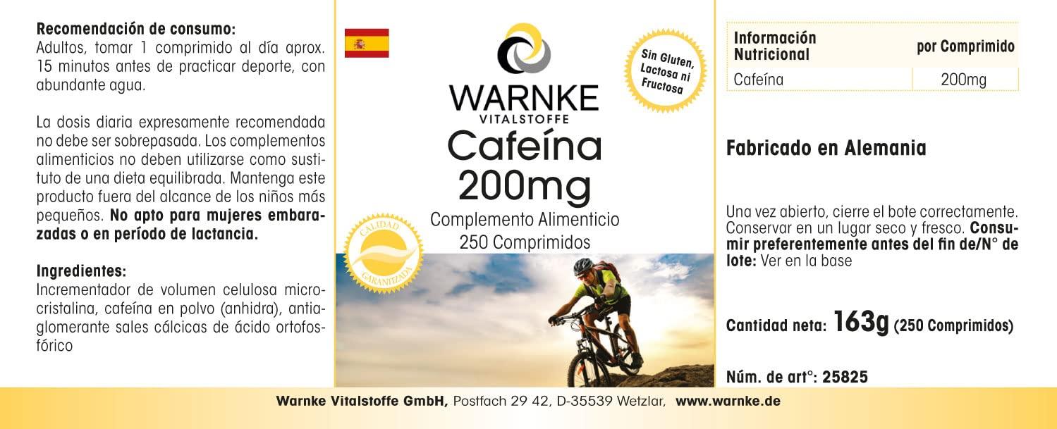 WARNKE VITALSTOFFE Caffeine 200mg - highly dosed - vegan - 250 tablets | Warnke Vitalstoffe - German pharmacy quality