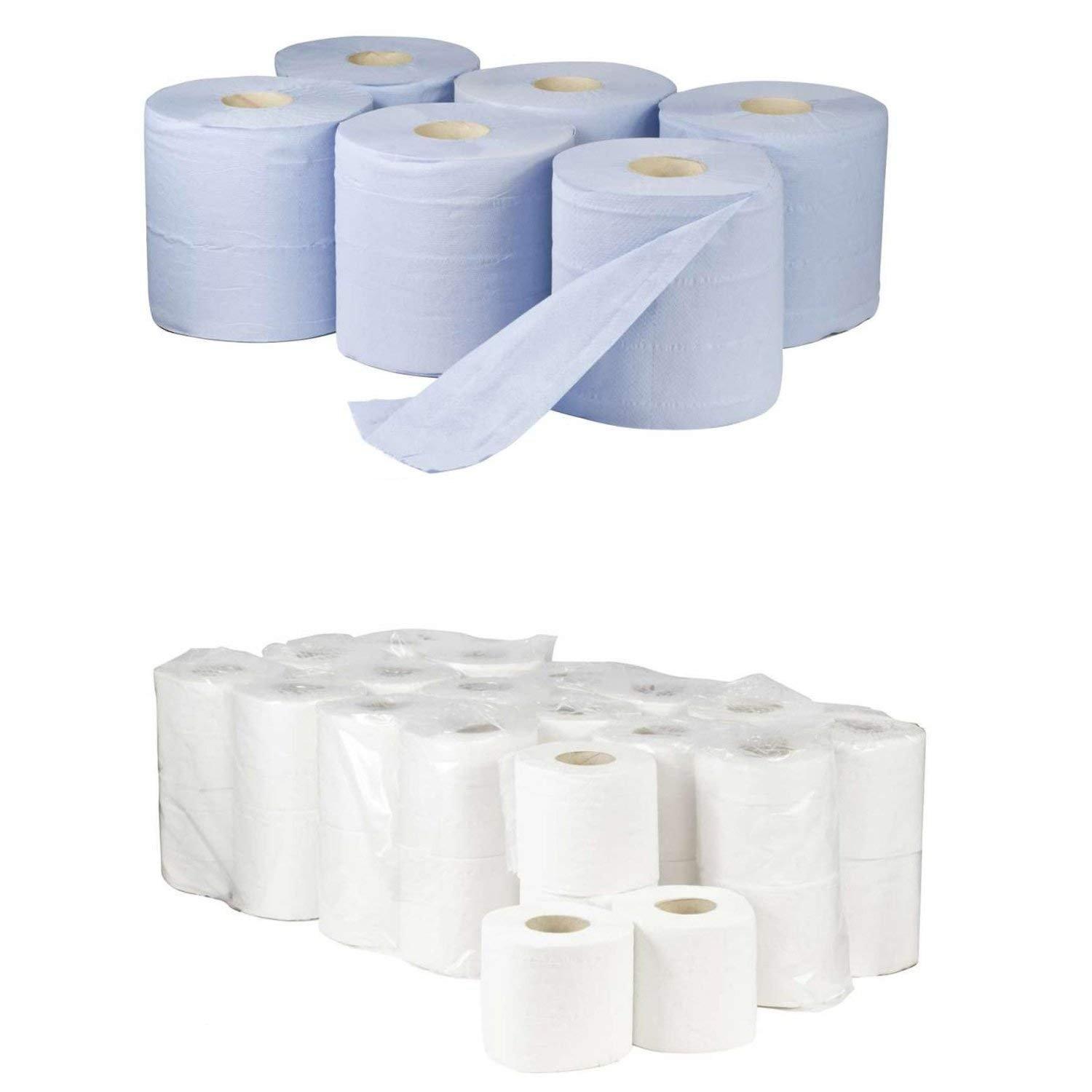 IDEAL 365 Blue Centre Feed Paper Roll and 320 Sheet 36 Rolls Toilet Roll