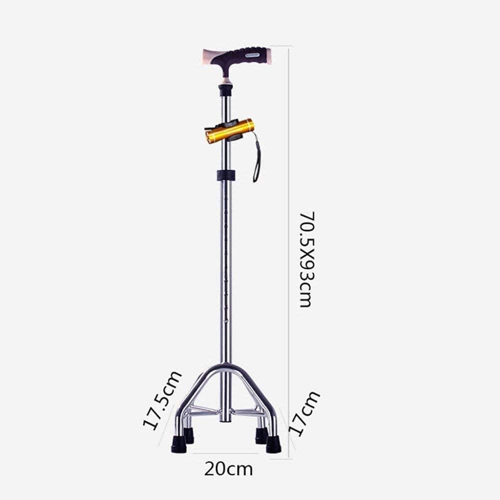 THIHIXEC Canes Walking Stick Elderly Telescopic Four Legged Illuminated Walking Stick Non Slip Aluminum Alloy Height Adjustable,Gold,Gold Practical Star of Light