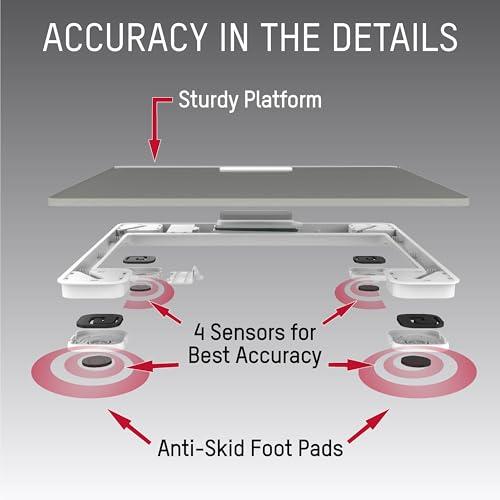 Taylor Taylor Digital Scales for Body Weight, Highly Accurate 350 LB Capacity Bathroom Scale, 11.0 x 11.0 Inch Durable Glass Platform, Battery Powered, Easy to Read, Gray