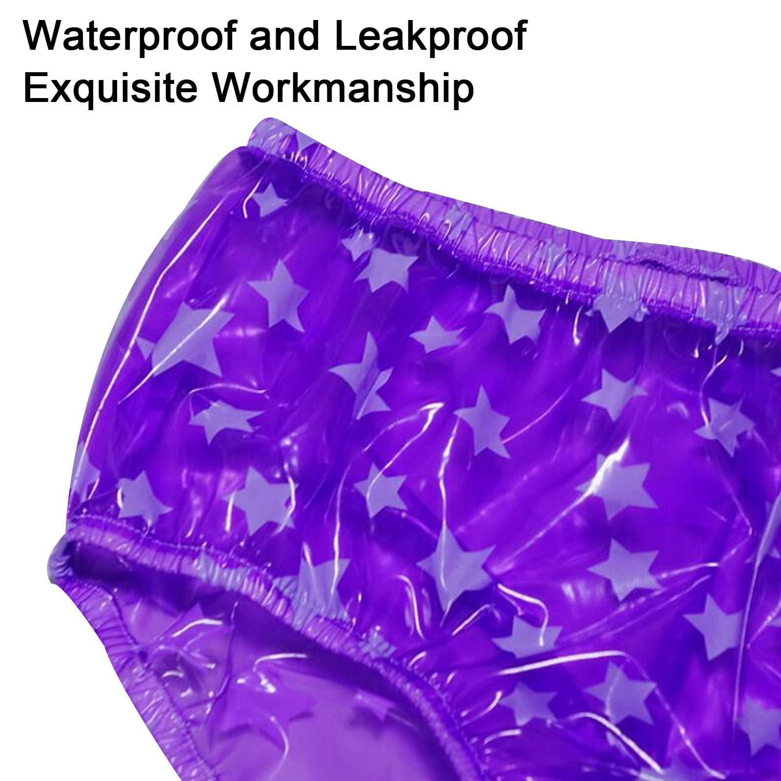 CSGTUO Adults Waterproof Incontinence Plastic Pants Noiseless Nappies Reusable Incontinence Pull-on Plastic Briefs Plastic Diaper Pants Cover,4XL,Blue