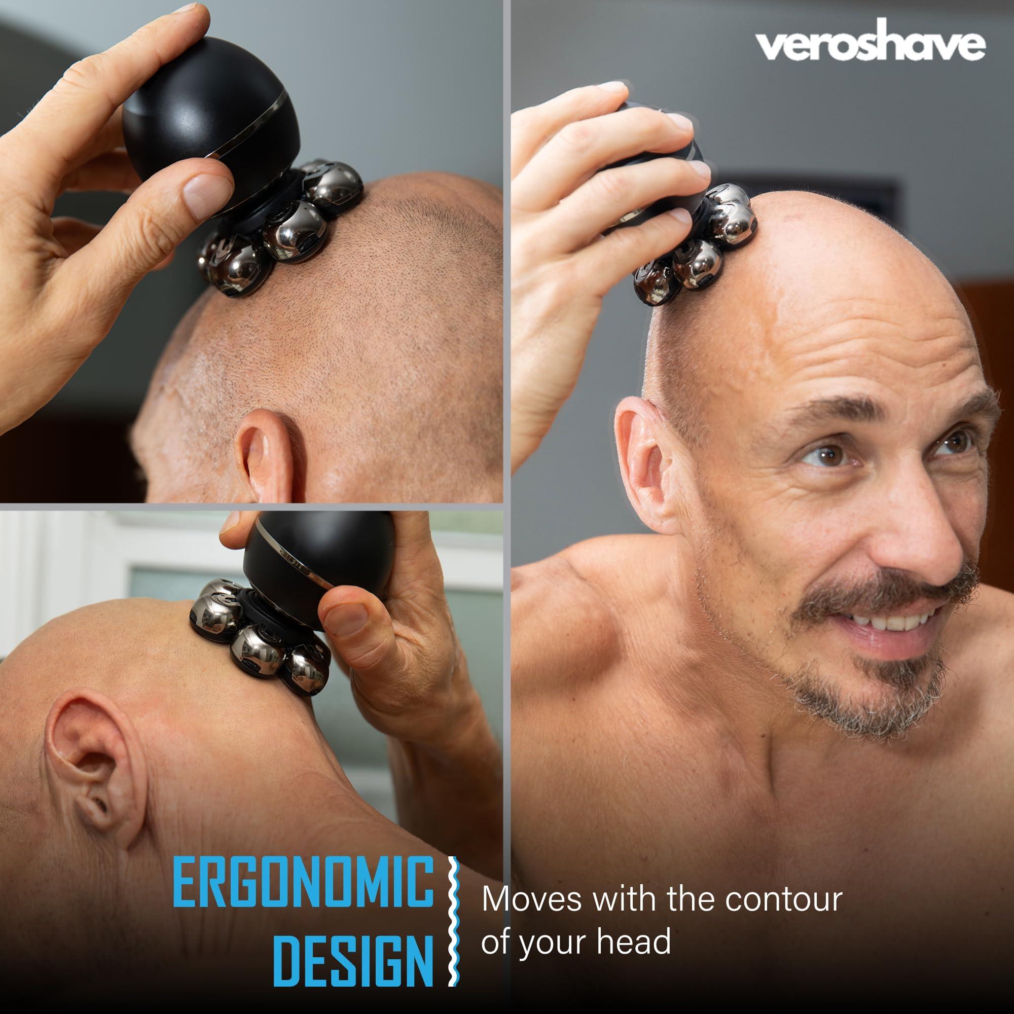 VEROSHAVE Veroshave 7-Blade Bald Head Shaver for Men - Cordless, Rechargeable Hair Trimmer With Curved Blades, Mess-Free & Full-Shave Travel-Friendly Grooming Kit