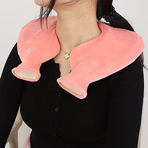 BcofoA Neck hot Water Bottle, a hot Water Bottle Used to Relieve Neck Pain, a Cordless Heating Neck Brace That relieves Stiffness, with a Plush Cover That can be Washed. (Color : Gray)