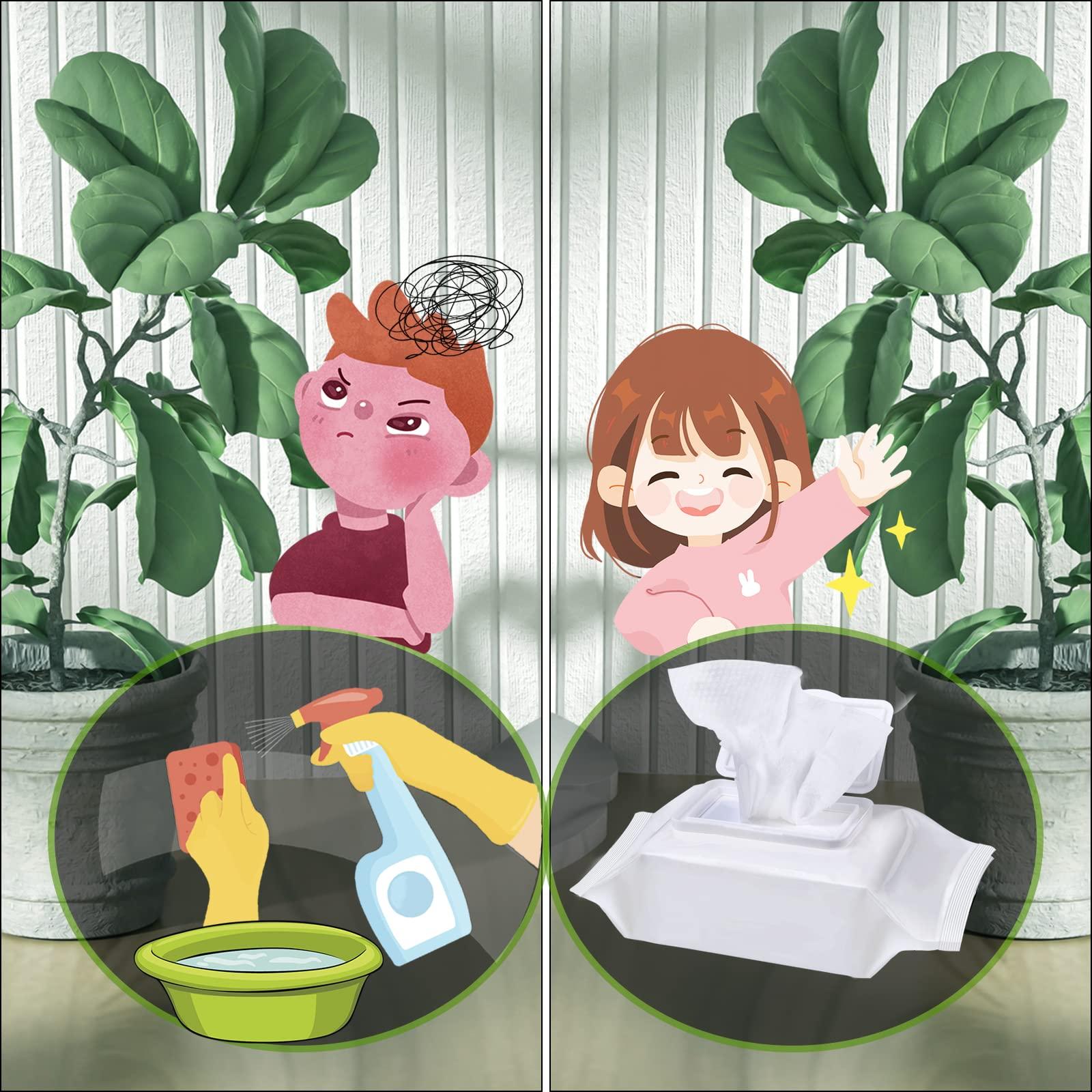 Leopong Leopong Plants Cleaning Wipes for Leaf Shine, Clean and Photosynthesis- Weave Unscented Wipes Perfect Plant Cleaner for Indoor Outdoor Plants | 80 Wipes