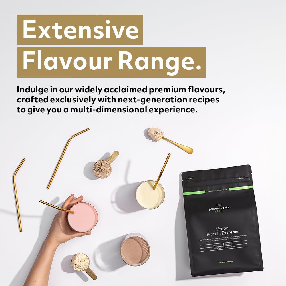 Protein Works Protein Works - Vegan Protein Extreme , Added Vitamin Blend , Vegan Protein Powder , Plant Based Protein Shake , 28 Servings , Salted Caramel Bandit , 1kg