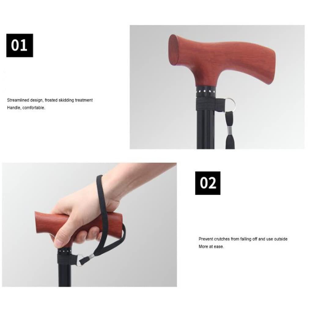 JQKA Aluminium Alloy Walking Stick Elderly Lightweight Telescopic Elderly Walking Stick With Light Non-slip Walking Aid Cane Single Leg