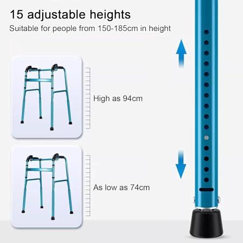 Wzmazingly Wzmazingly Stair Climbing Aid Walking Frame, Foldable Lightweight Aluminium Walker Mobility Aid for Seniors, Adjustable Height