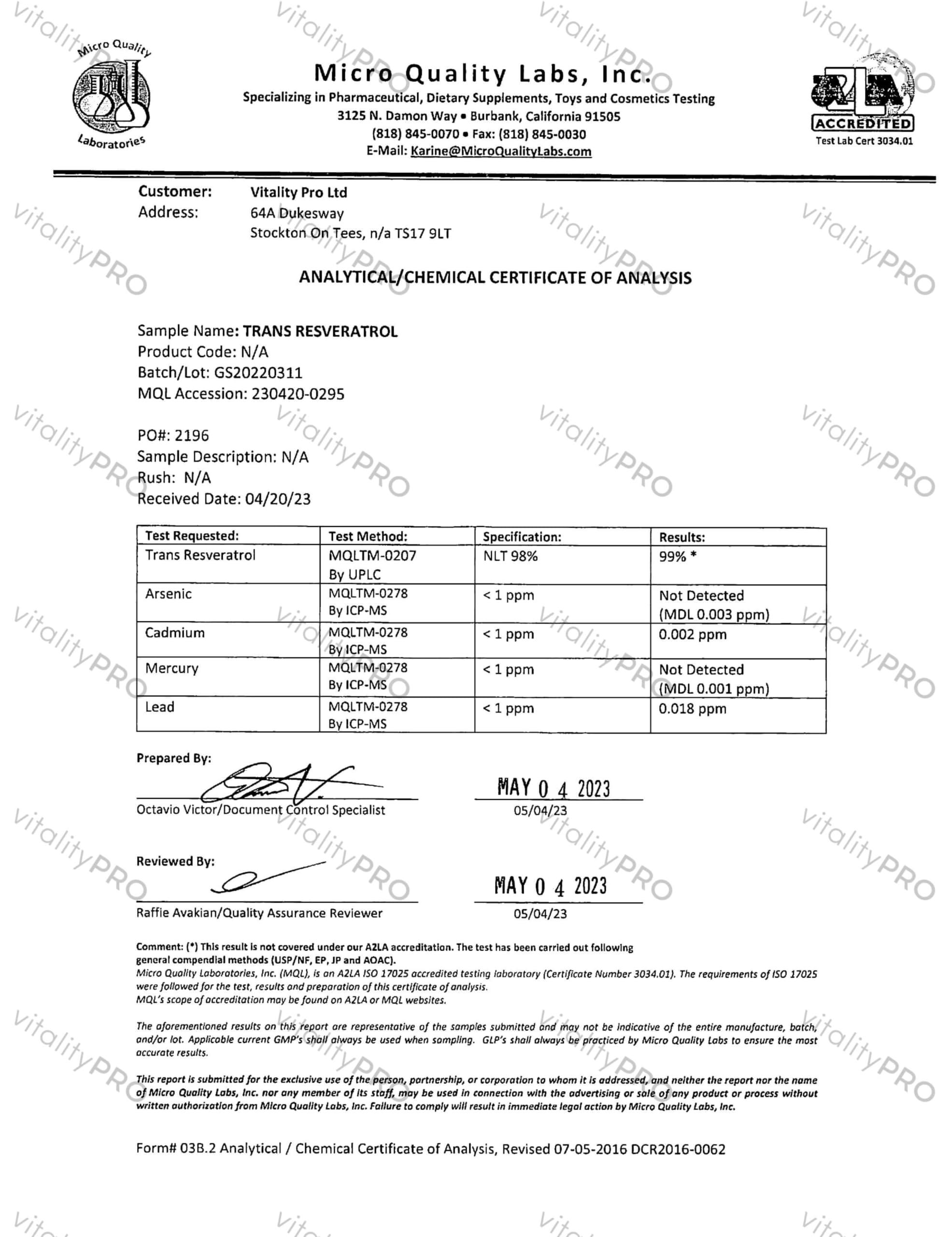 vP Vitality Pro vP Vitality Pro Trans Resveratrol Micronised Powder 30 Grams - Third Party Tested Over 99% Purity - Natural Pure Trans Resveratrol Supplement 30g - Vitality Pro