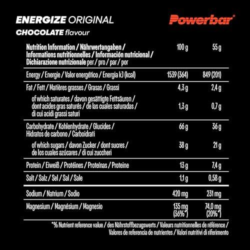 Power Bar Powerbar - Energize Original - Chocolate - 15x55g - High Carb Energy Bar - Magnesium&Sodium