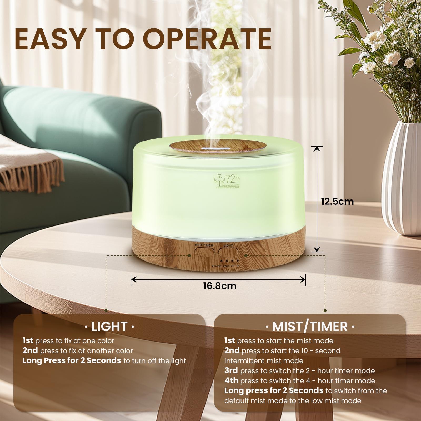 Dailyart 700ML Essential Oil Diffuser, Remote Control Aromatherapy Diffuser with 7 LED Light Colors, Adjustable Mist Mode and Waterless Auto-Off Oil Diffusers Humidifier, Diffusers for Home Bedroom Yoga Sleep