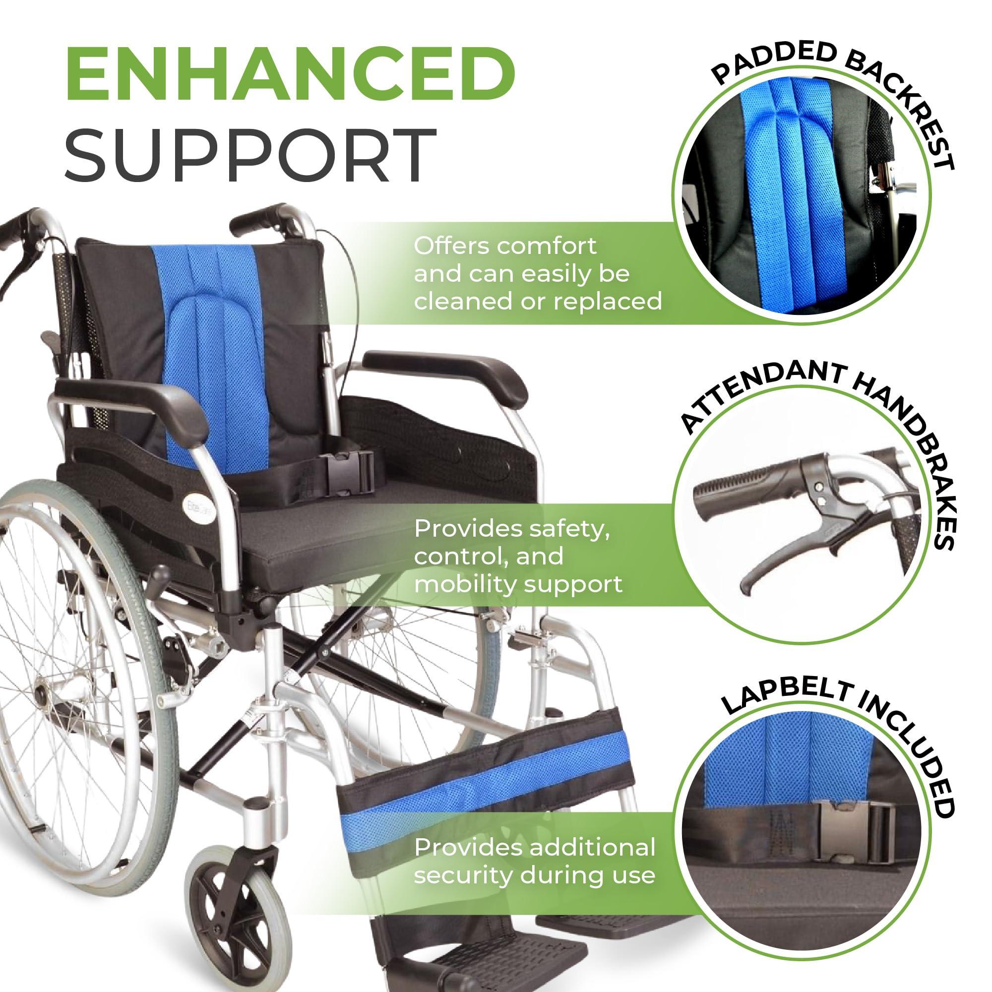 Elite Care Lightweight Aluminium Folding self Propel Wheelchair with 20-inch Extra Wide seat ECSP01-20