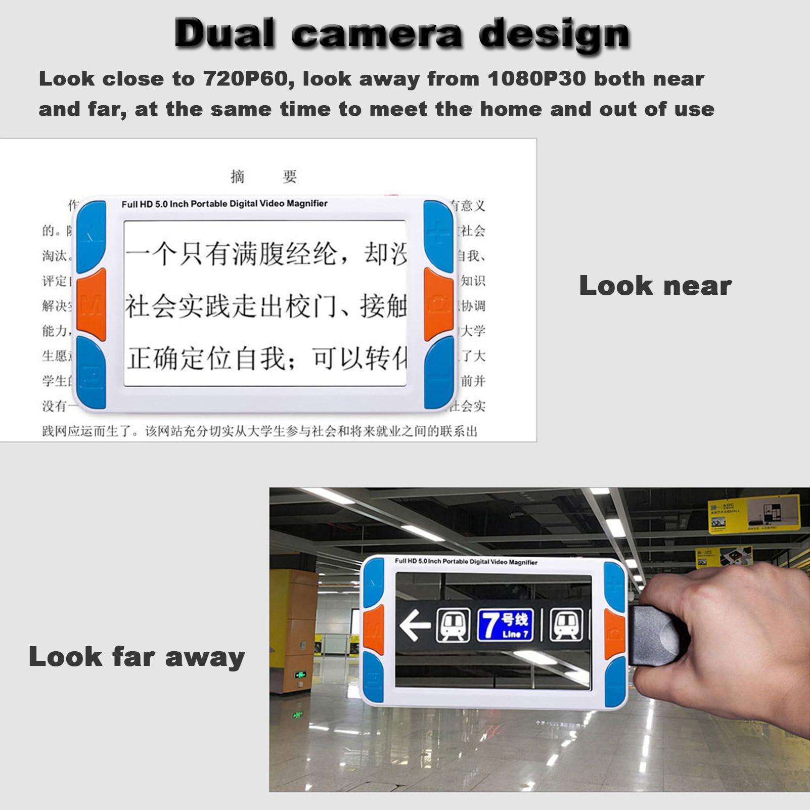 FreshCart Basics Magnifying Glasses for Reading,Handheld Digital Magnifier, 5 Inch Color HD Portable Digital Video Magnifier, 3X-48X Zoom Electronic Reading Aid for Low Vision Color Blindness Ambly