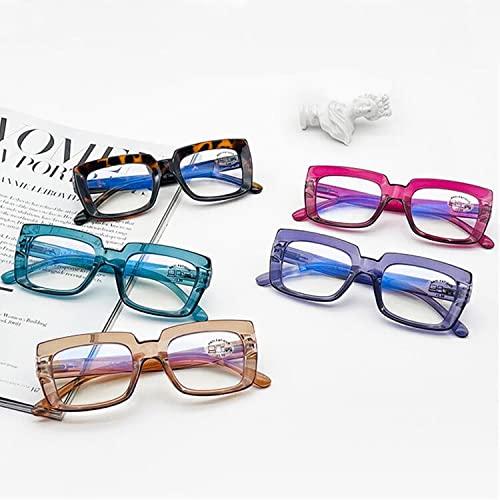 DOOViC DOOViC Reading Glasses 1.75 - Blue Light Blocking Computer Readers Glasses Oversize Frame for Women (Champagne,Rectangular)