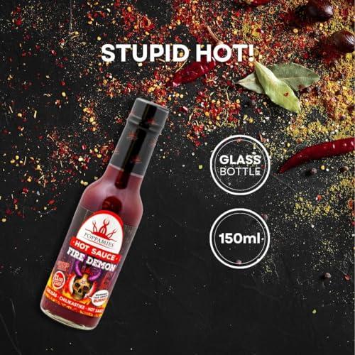 POPPAMIES Poppamies Fire Demon Chili Sauce - Gluten-free, Lactose free, Vegan - Spiciness: 11/10 150ml