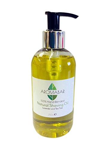 Aromabar Natural Shaving Oil with Lavender & Tea Tree Essential Oils 250ml Pre Shave Oil 100% Pure with Pump Dispenser or Use as a Post Shave Moisturiser